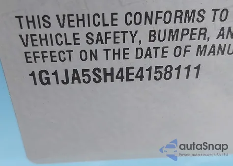 2014 Chevrolet Sonic Ls Auto из США, поврежденный, VIN 1G1JA5SH4E4158111